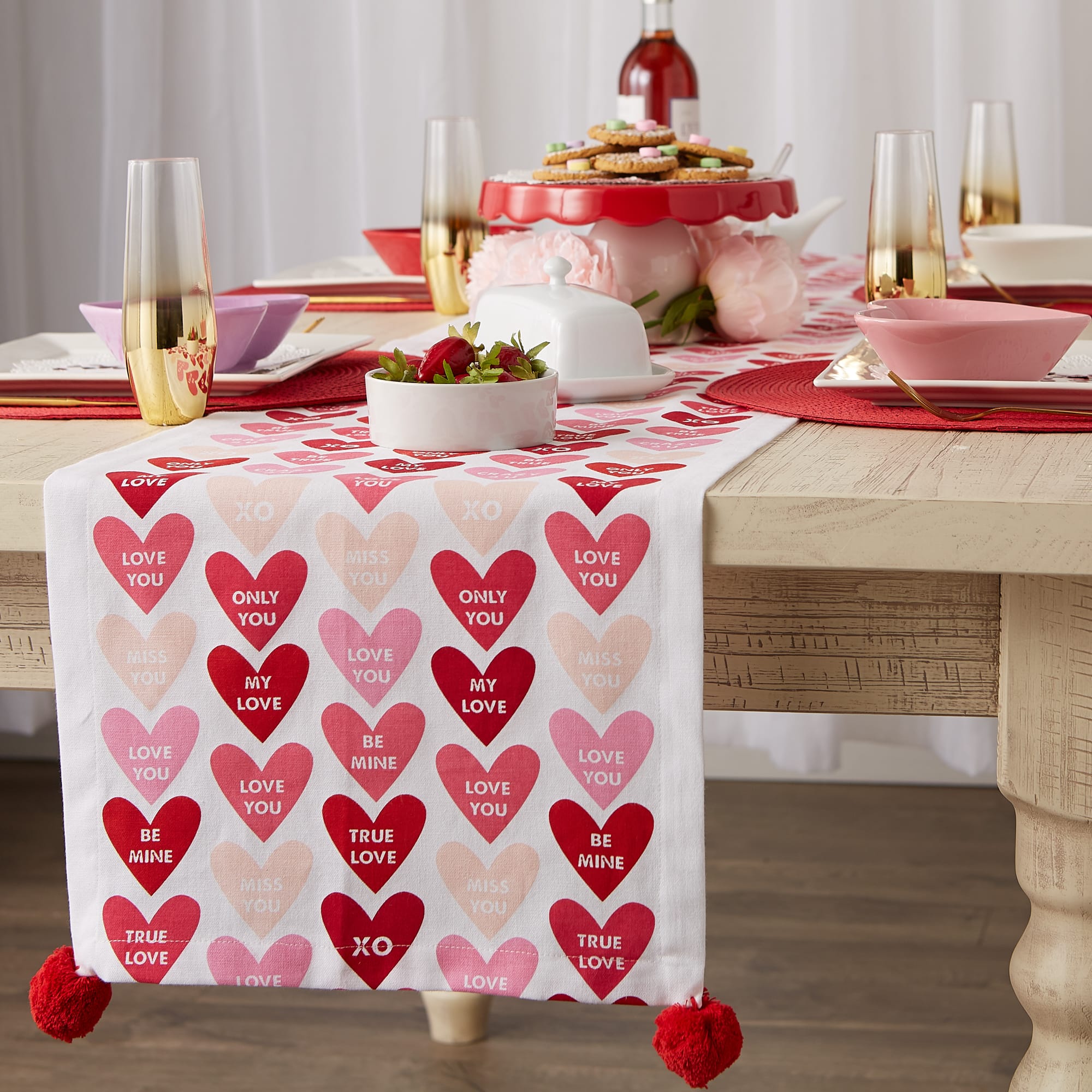 DII® 72" Conversation Hearts Print Table Runner